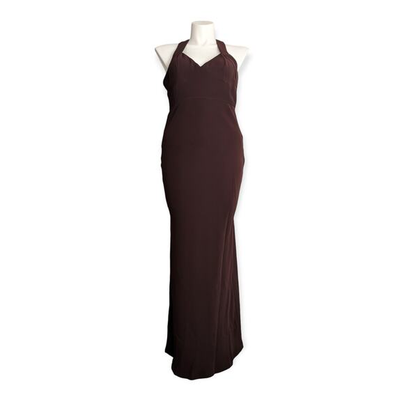 HOSS INTROPIA elegant burgundy brown sweetheart halter neck maxi gown - Picture 1 of 12